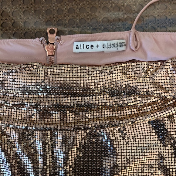 Alice + Olivia Rose Gold Cowl Neck Chainmail Mini Dress - Picture 6 of 6